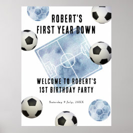 Póster Fiesta de cumpleaños número uno de fútbol