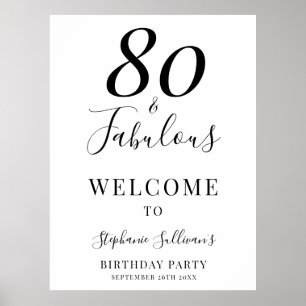 Póster Fiesta de cumpleaños Ochenta y fabuloso 80
