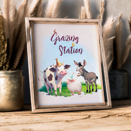 Póster Fiesta de cumpleaños para animales de granja de la