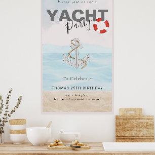 Póster Fiesta de cumpleaños para el crucero náutico