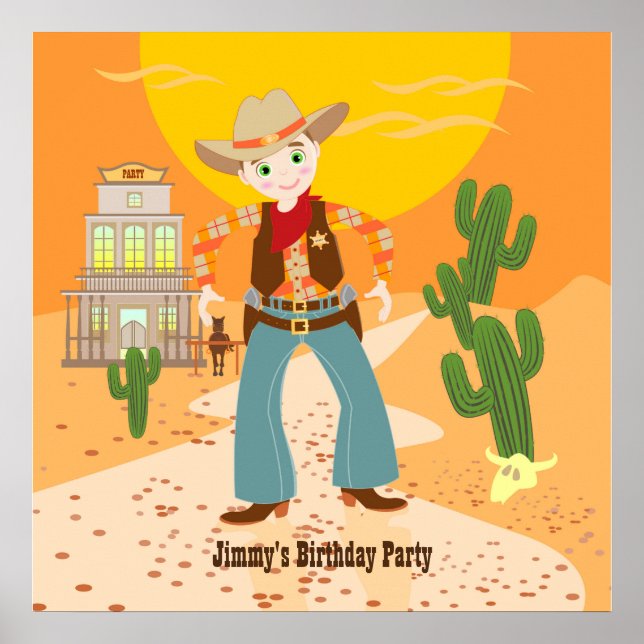 Póster Fiesta de cumpleaños para niños de vaca (Frente)