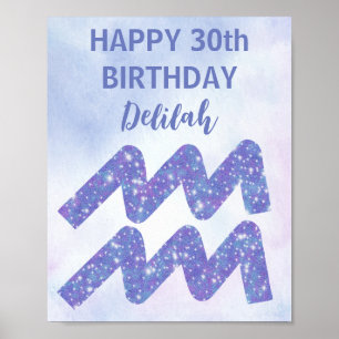 Póster Fiesta de Cumpleaños Personalizada de Acuario Ador