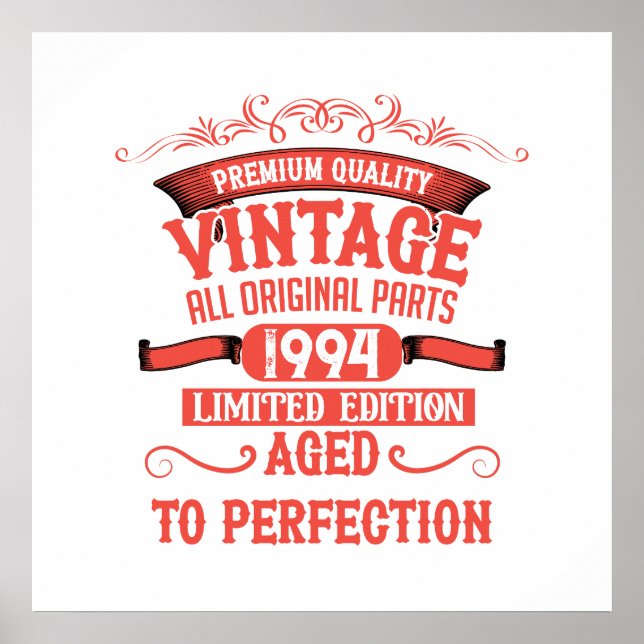 Póster Fiesta de cumpleaños personalizada treinta vintage (Frente)