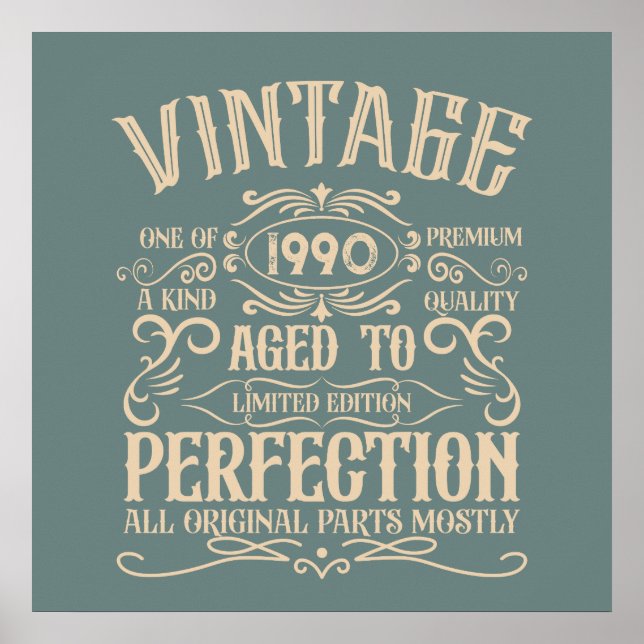 Póster Fiesta de cumpleaños personalizada vintage 35 (Frente)