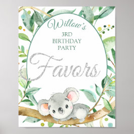 Póster Fiesta de cumpleaños Personalizado de Koala favore