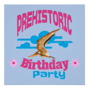 Póster Fiesta de Cumpleaños Prehistórica Pterodáctilo Div