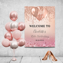 Fiesta de cumpleaños rosa oro rosa bienvenida