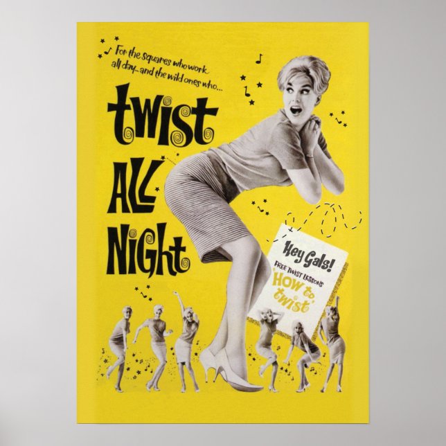 Póster Fiesta de danza de Twist All Night 1960 (Frente)