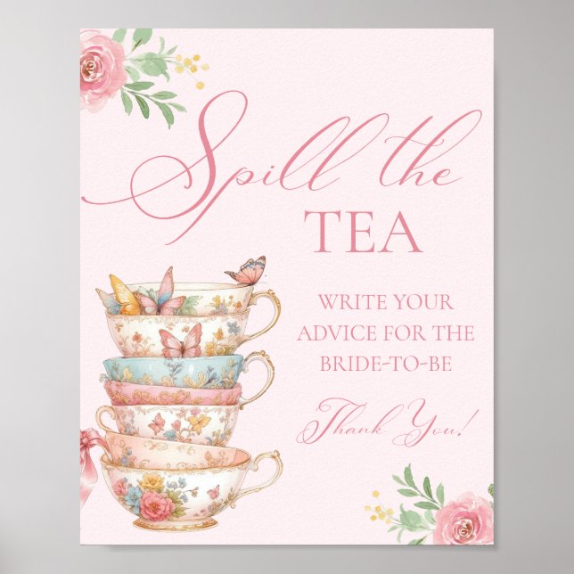 Póster Fiesta de Despedida de Soltera al Estilo Tea Party (Frente)