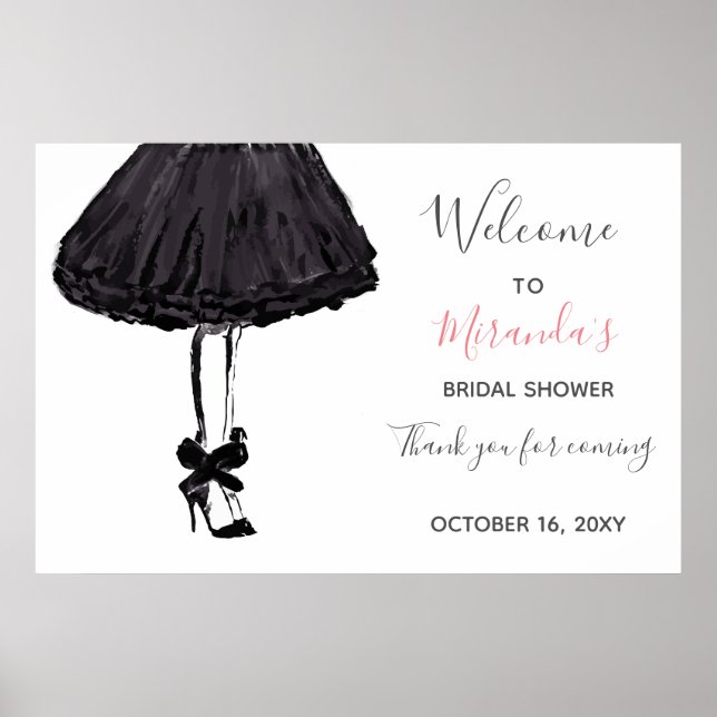 Póster Fiesta de Despedida de Soltera con Vestido Negro y (Frente)