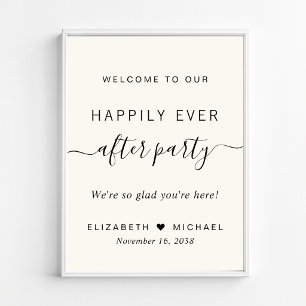 Póster Fiesta de Después de la Boda Marfil Felices para S