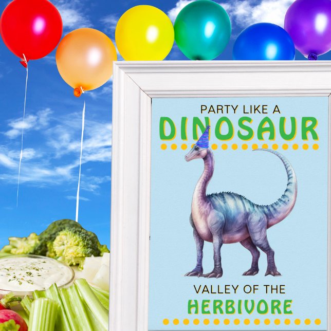 Póster Fiesta de dinosaurios Rótulo Decor: Valle de Herbi (Dinosaur Party Decor Sign: Valley of the Herbivore)