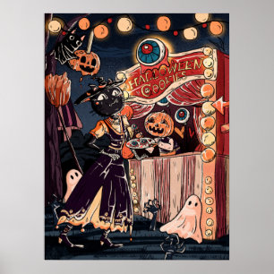 Póster Fiesta de disfraces de Halloween en una maravillos