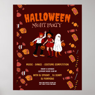 Póster Fiesta de disfraces de Halloween, Noche de Hallowe