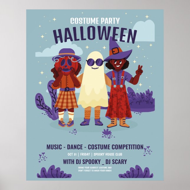 Póster Fiesta de disfraces de Halloween, Noche de Hallowe (Frente)