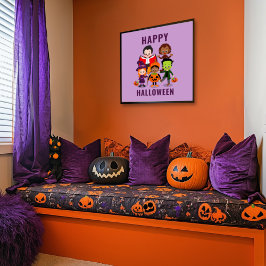 Póster Fiesta de disfraces de niños de Halloween