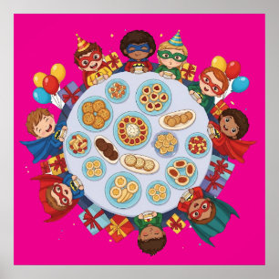 Póster Fiesta de disfraces de superhéroes infantiles