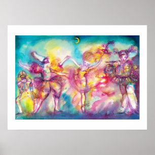 Póster FIESTA DE DISFRACES, Máscaras de Mardi Gras, Baile