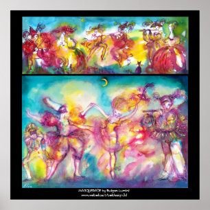 Póster FIESTA DE DISFRAZES, Máscaras de Mardi Gras, Baile