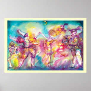 Póster FIESTA DE DISFRAZES, Máscaras de Mardi Gras, Baile