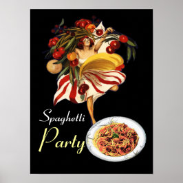 PÓSTER FIESTA DE ESPAGUETIS, COCINA ITALIANA Y TOMATES