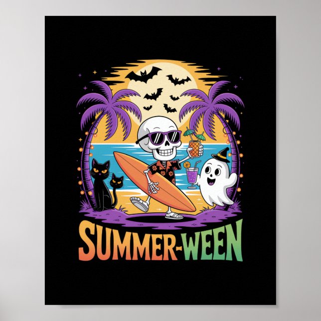 Póster Fiesta de esqueletos Summerween Halloween (Frente)