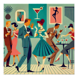 Póster Fiesta de estilo moderno de mediados de siglo The 