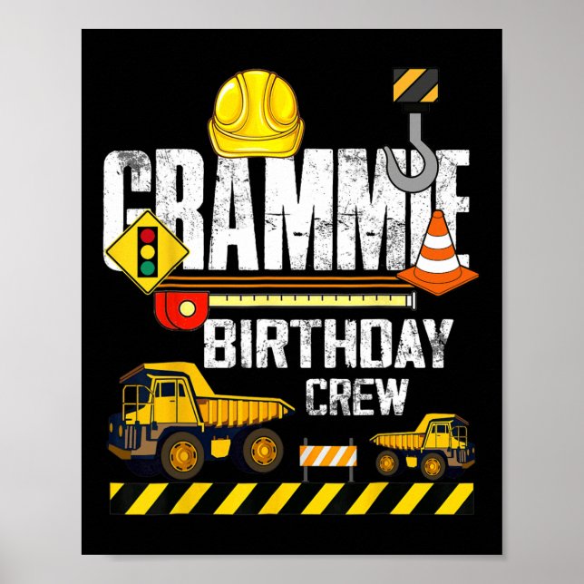 Póster Fiesta de Excavadora de Construcción de la Tripula (Frente)