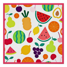 Póster Fiesta de Frutas de Neón Colorido