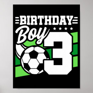 Póster Fiesta de Fútbol para Niño de 3 Años Cumpleaños 3e