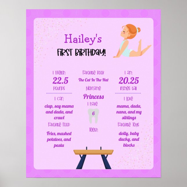 Póster Fiesta de Gimnasia Primer Poster de Nacimiento (Frente)