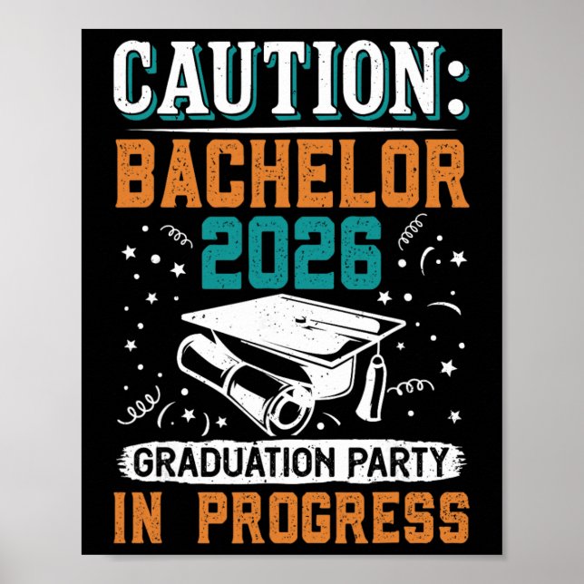Póster Fiesta de Graduación Caution Chelor 2026 Gra (Frente)