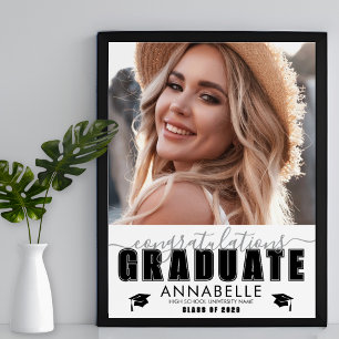 Póster Fiesta de Graduación con Foto en Blanco y Negro