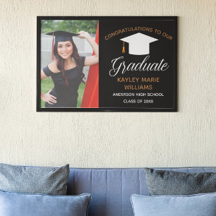Póster Fiesta de graduación negra foto de graduada chic