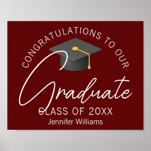 Póster Fiesta de Graduación Personalizada Burdeos 2026