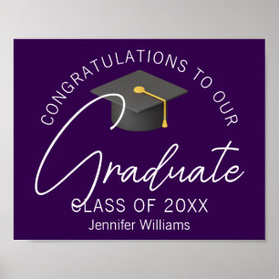 Póster Fiesta de Graduación Personalizada Morado Oscuro 2
