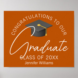 Póster Fiesta de Graduación Personalizada Naranja Quemada