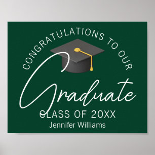 Póster Fiesta de Graduación Personalizada Verde Oscuro 20