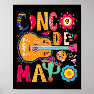 Póster Fiesta de Guitarra del Cinco de Mayo Feliz 5