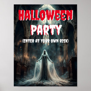 Póster Fiesta de Halloween con fantasía temible