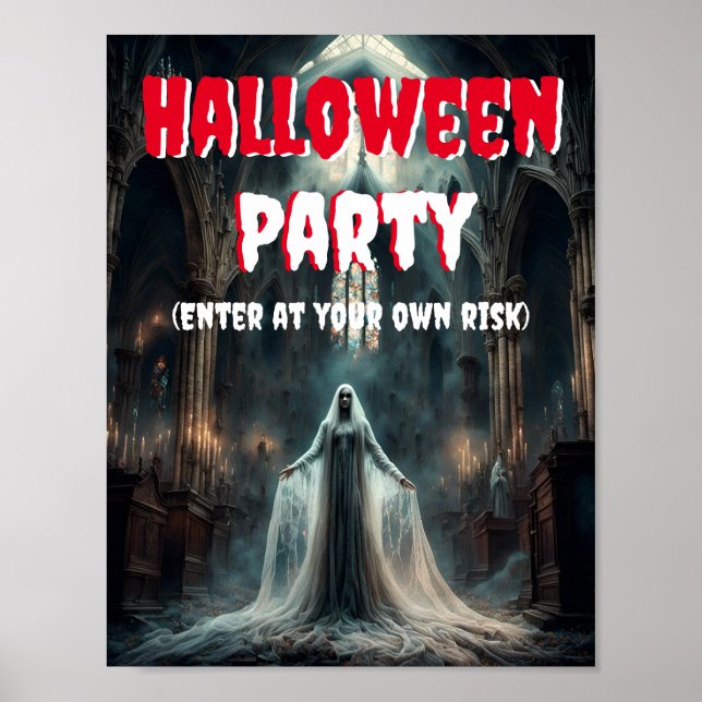 Póster Fiesta de Halloween con fantasía temible (Frente)