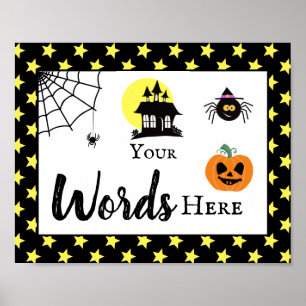 Póster fiesta de halloween crea tu propio signo de spookt