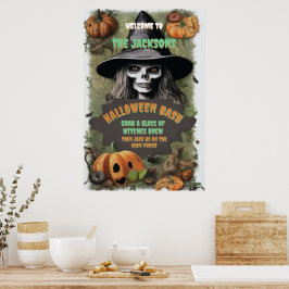 Póster Fiesta de Halloween de Bruja Espantosa
