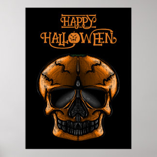 Póster Fiesta de Halloween de Calavera de Calabaza