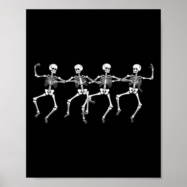 Póster Fiesta de Halloween de Esqueletos Bailarines Esque (Frente)