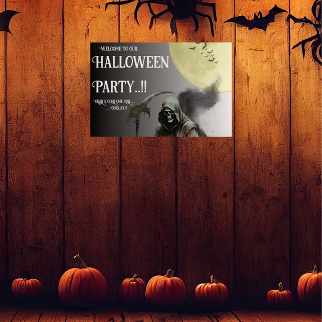 Póster Fiesta de Halloween de Grim Reaper (Grim Reaper Halloween Party Poster)
