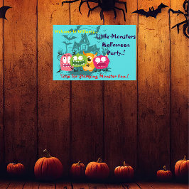 Póster Fiesta de Halloween de pequeños monstruos
