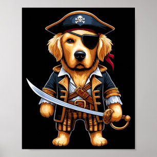Póster Fiesta de Halloween de perro pirata Retriever Dora