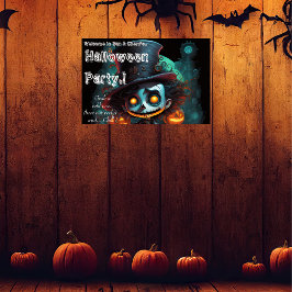 Póster Fiesta de Halloween de Sombrero Psicoso