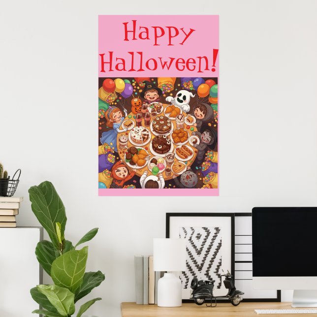 Póster Fiesta de Halloween para niños (Oficina en casa)